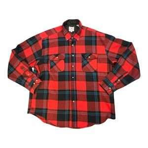 Bay Waters VTG Plaid Flannel Shirt XL Red Black 90s Gorpcore Workwear Japan